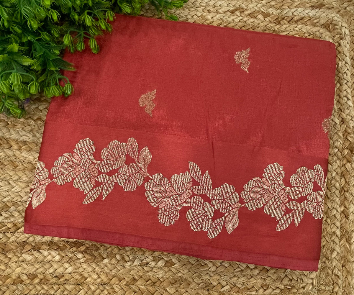 Orange Banarasi Raw Silk Saree 32