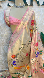 Gold n Pink Paithani Tissue Saree 100