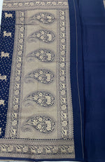 Peacock Blue Banarasi Tussur Crepe Saree 36