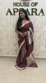 Brown Chiniya Crepe Saree 29