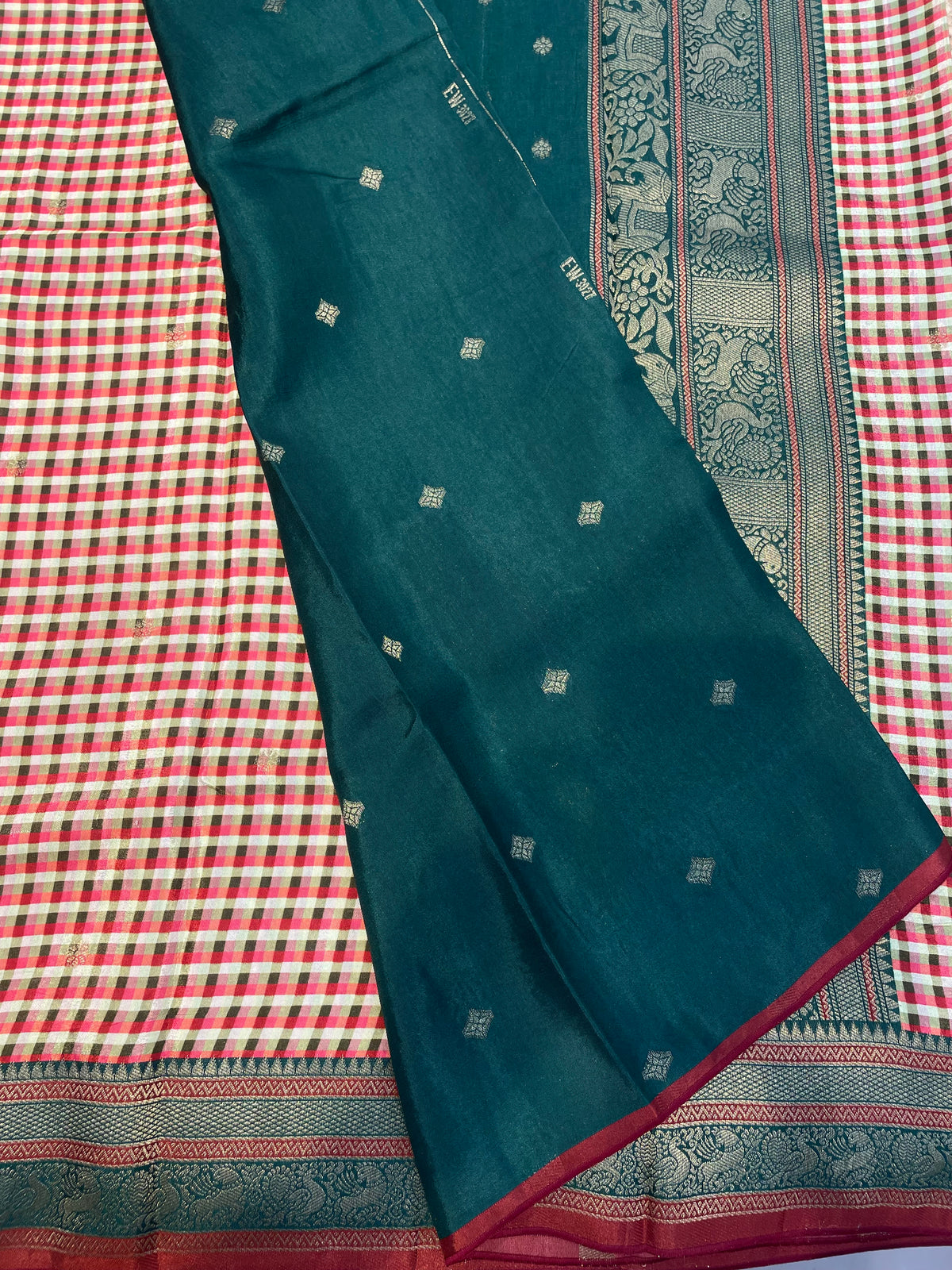 Red n Green Soft Silk Vintage Saree 300