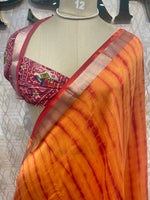 Orange Assam Silk With Shibori Dyeing Saree 23
