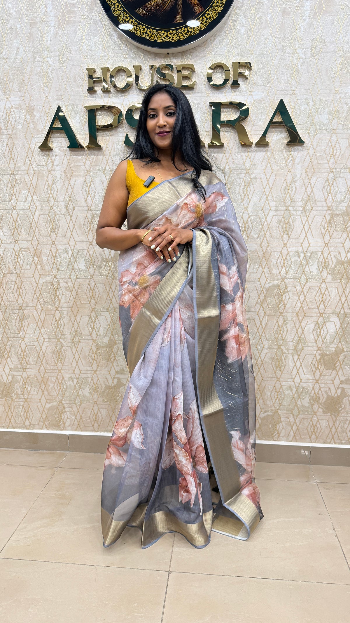Grey Organza Digital Print Designer Saree 09