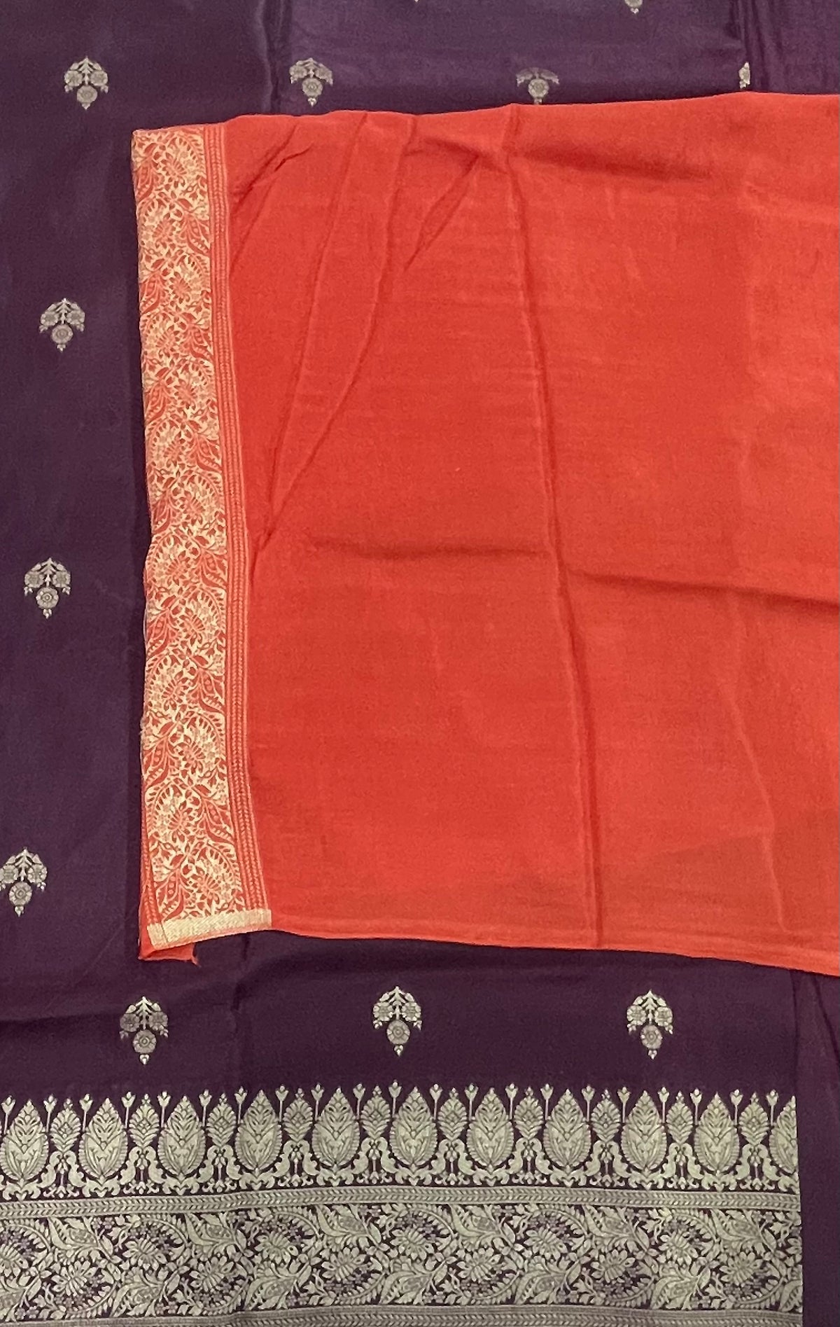 Brown n Orange Semi Silk Saree 25