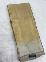 Gold n Grey Pure Tissue Brocade Saree 11