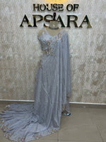 Grey Handwork Stitched Blouse Designer Party Saree 55
