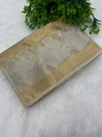 Gold n Grey Pure Tissue Brocade Saree 11
