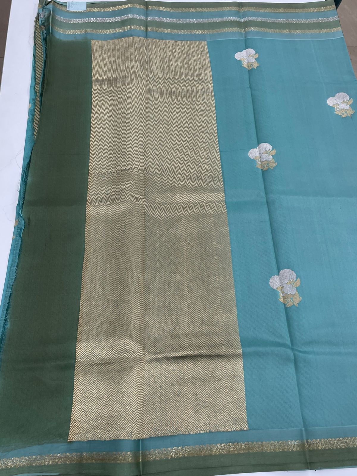 Sea Green Pure Katan Designer saree 02