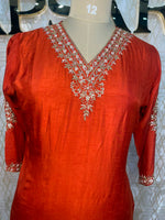 Orange Mul Chanderi Straight Fit Kurtha 116