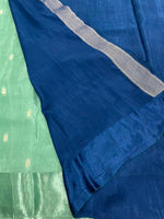 Sea Green n Blue Matka Silk with Satin Border Saree 14
