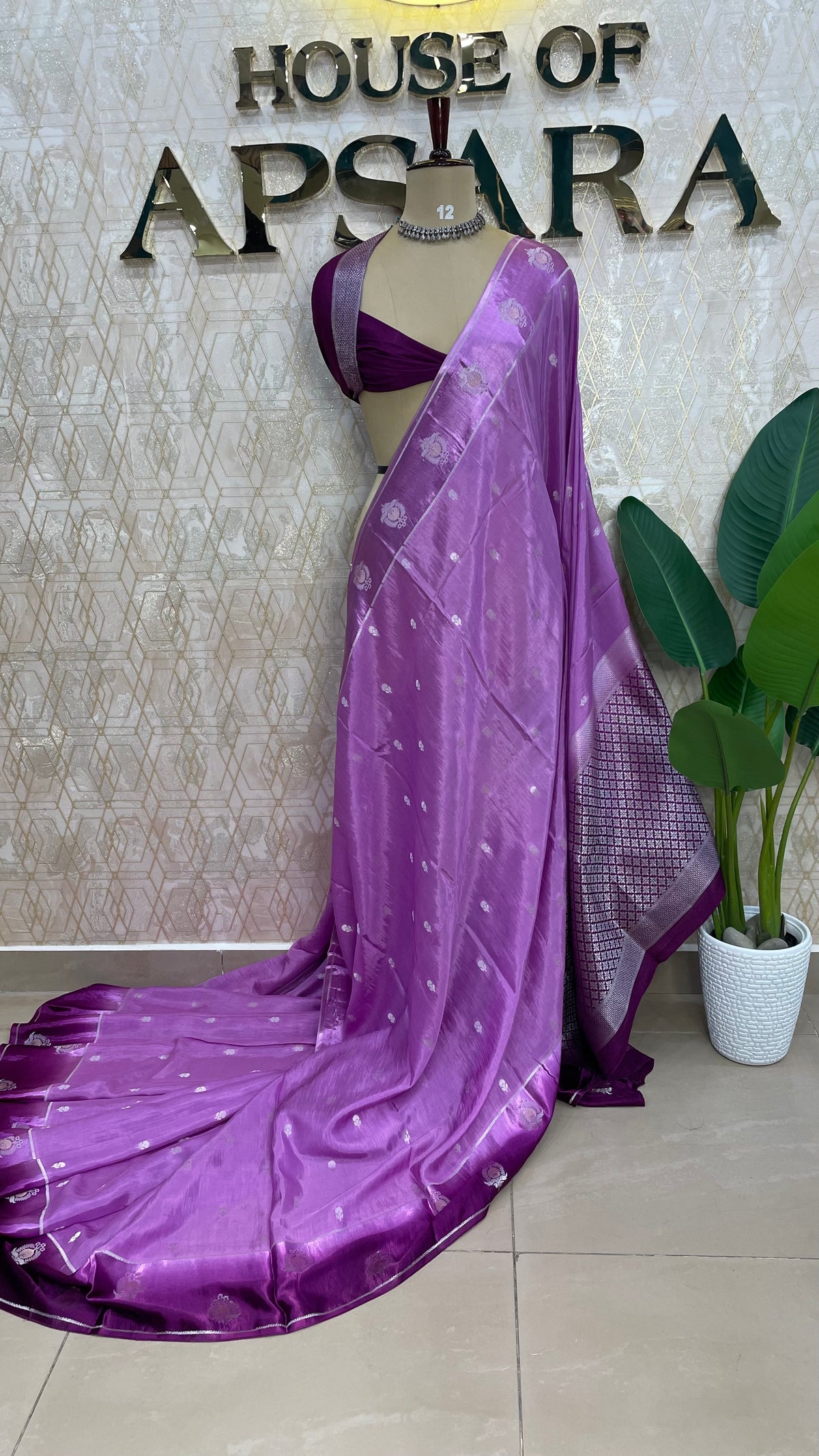 Purple Matka Silk with Satin Border Saree 14