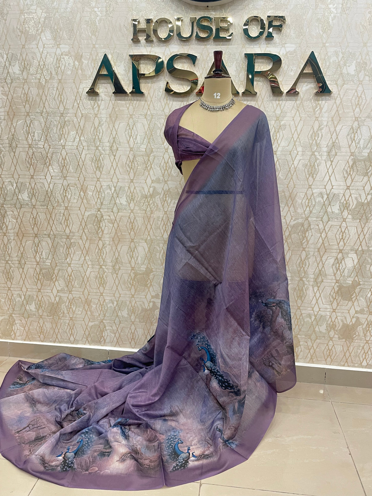Purple Mul Cotton Kalamkari Print Saree 53