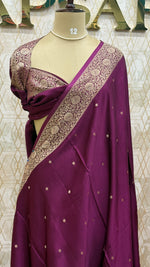 Wine Satin Mashru Silk Saree 07