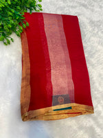 Red Pure Tissue Stripes Saree 11
