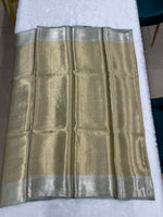Gold n Grey Pure Tissue Brocade Saree 11