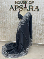 Black Soft Tussur Embroidery Saree 21