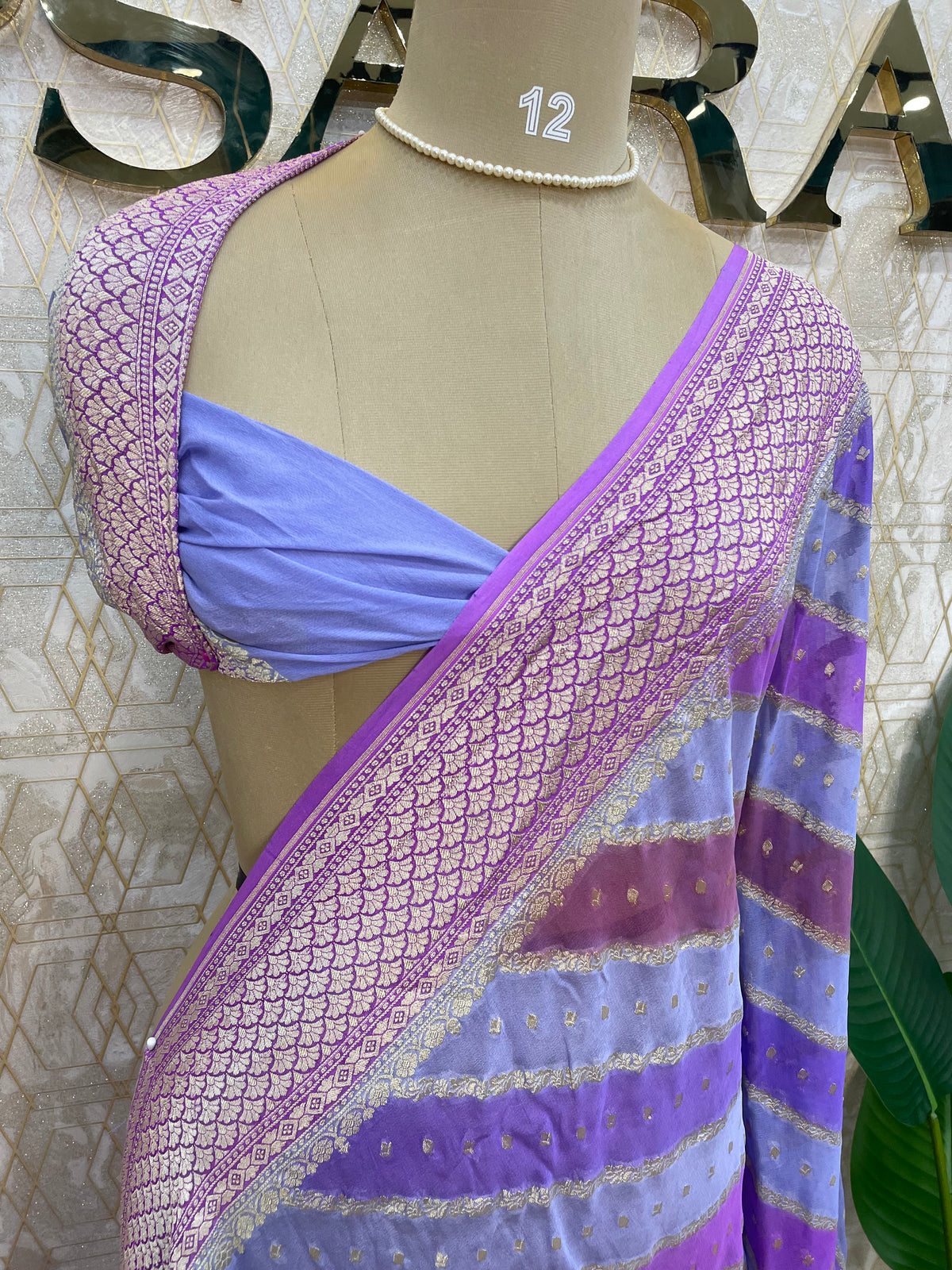 Purple n Blue Dual Shade Pure Khadi Rangkart Georgette Saree 04