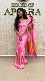 Pink Banarasi Soft Crepe Saree 33