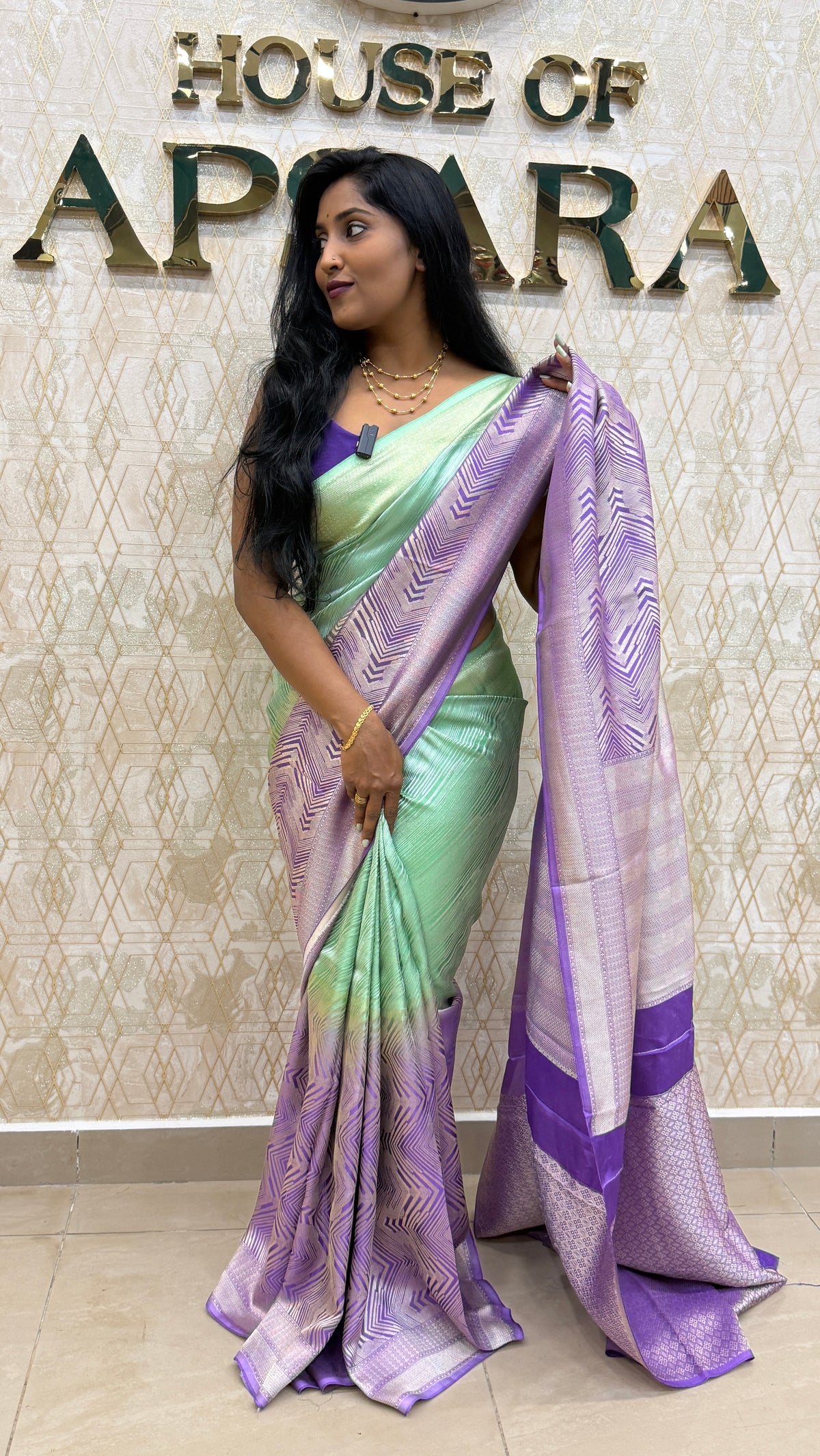 Teal Blue n Lilac Soft Tissue Contemporary Design Saree 30