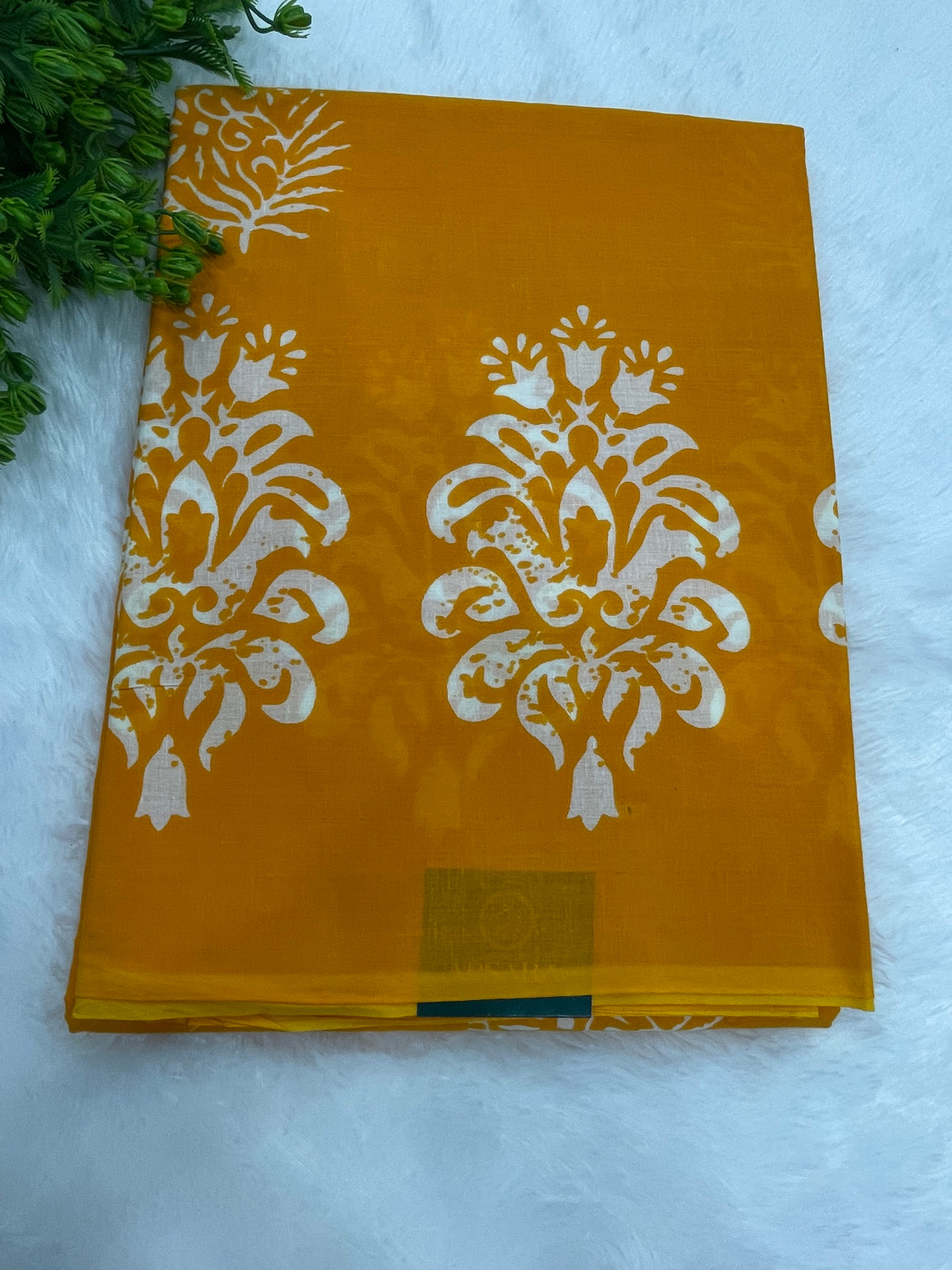Yellow Pure Cotton Handblom Saree