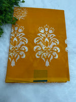 Yellow Pure Cotton Handblom Saree