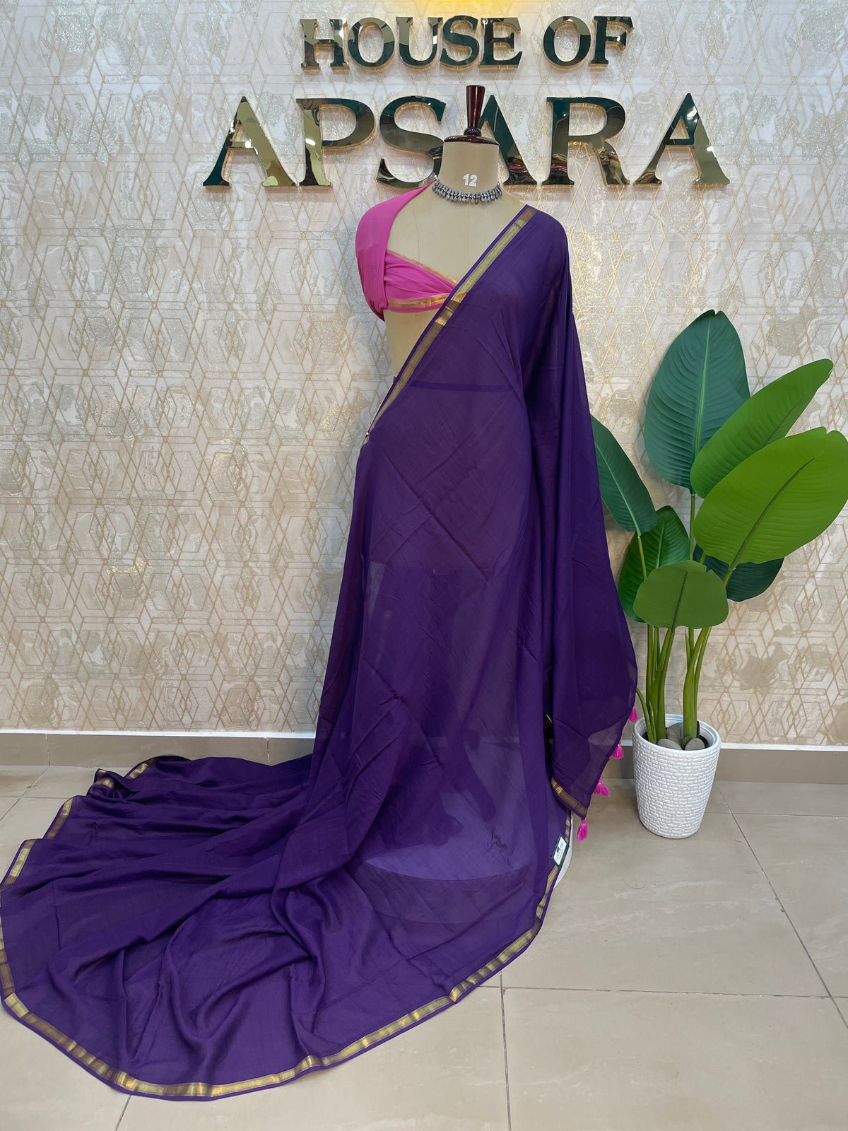 Purple n Pink Mul Cotton Saree 101