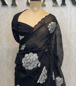 Black Organza Aplique Embroidery Saree 29