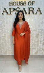 Orange Mul Chanderi Straight Fit Kurtha 116