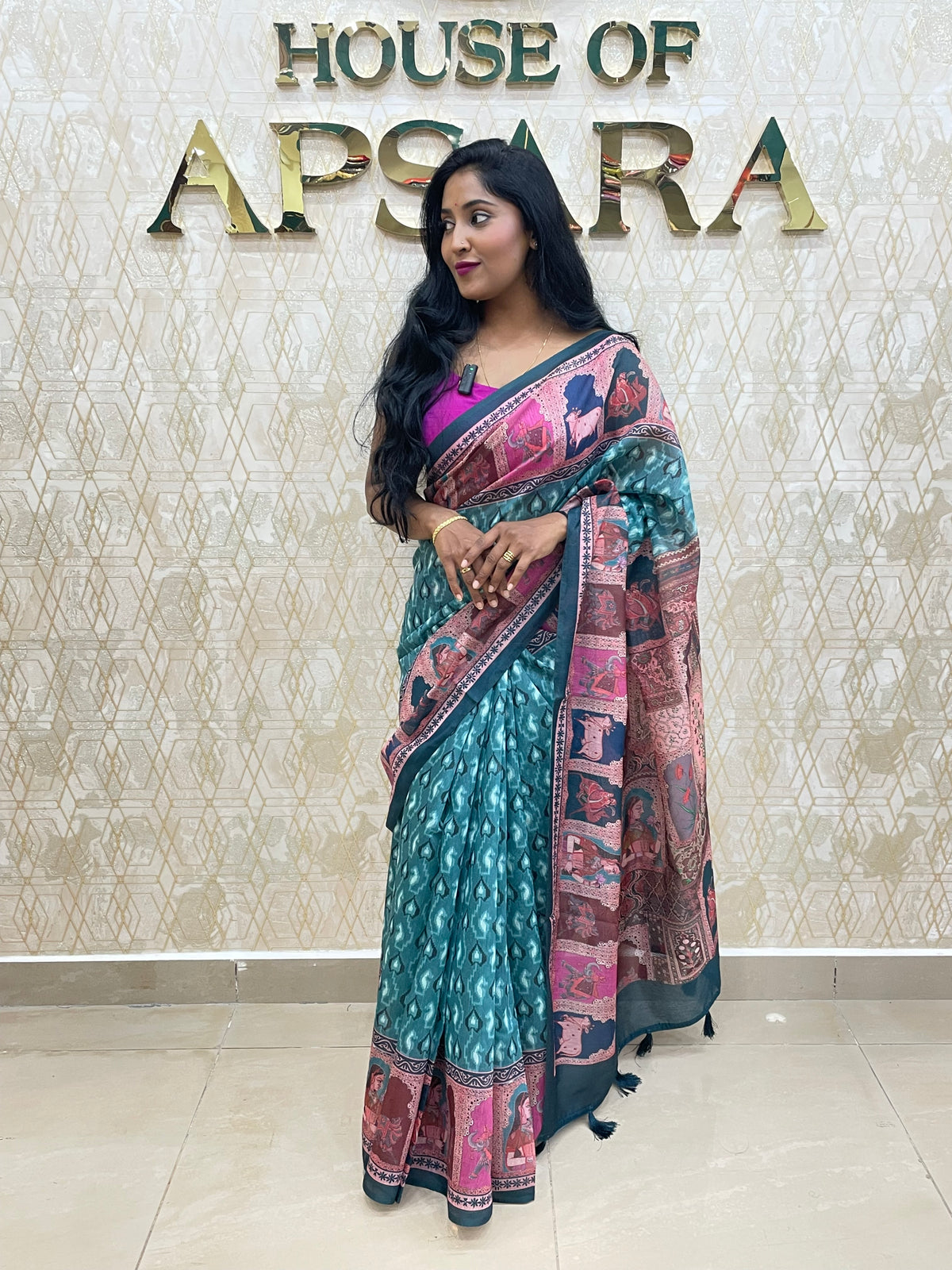 Green Mul Cotton Kalamkari Print Saree 53