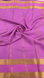 Navy Blue n Pink Pure Mysore Silk Crepe Saree 01