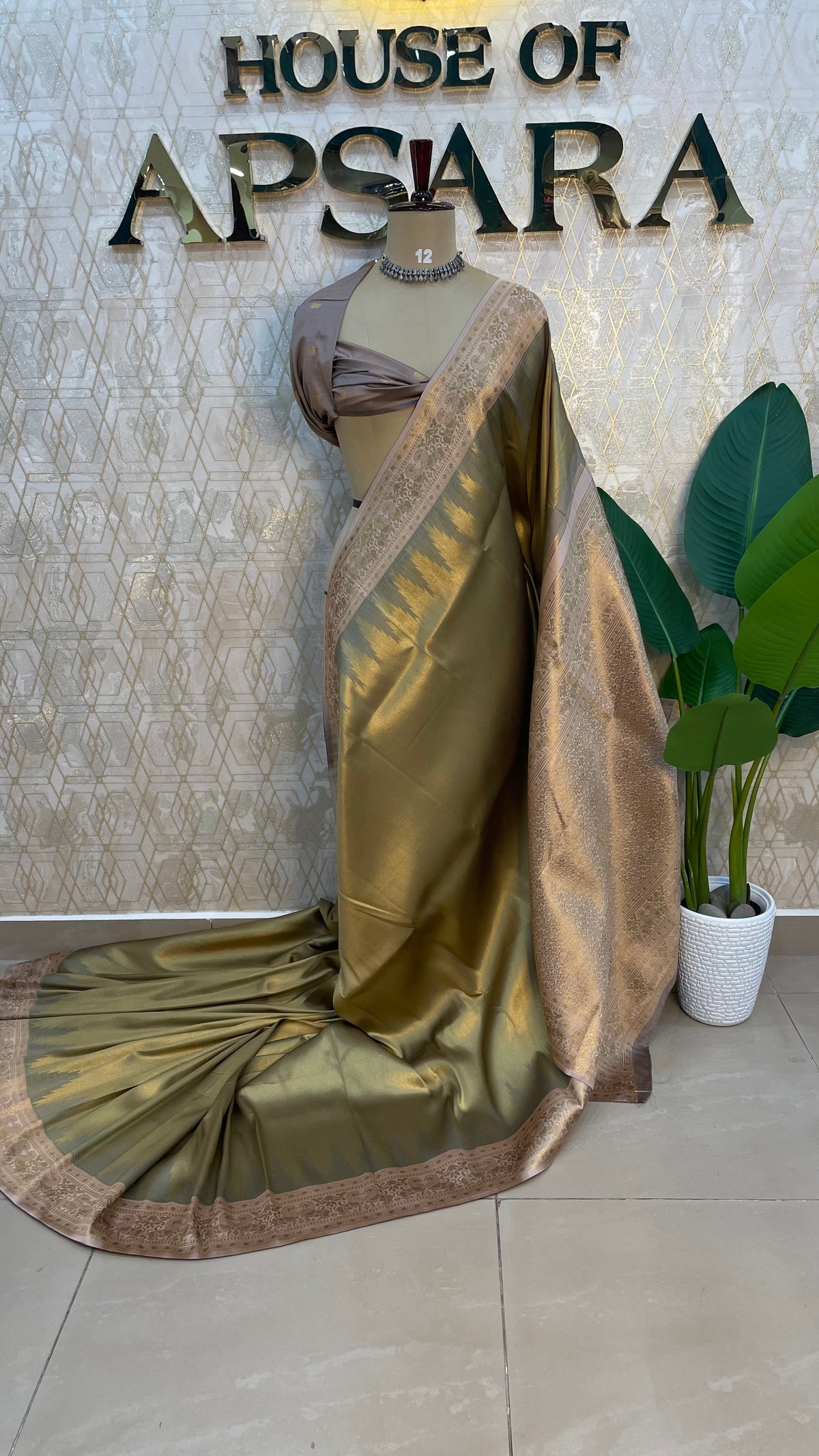 Gold n beige Semi Silk Saree 97