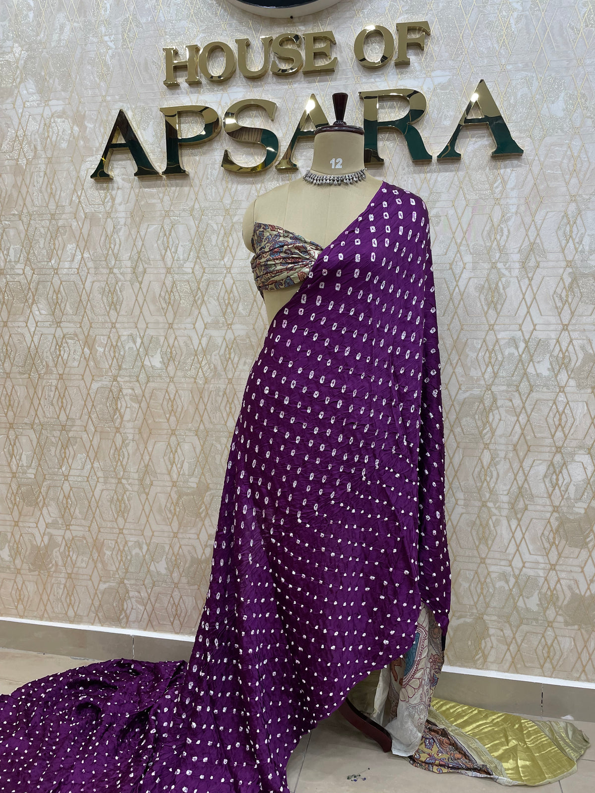 Wine Pure Modal Silk Bandhini With Kalamkari Print Saree 05