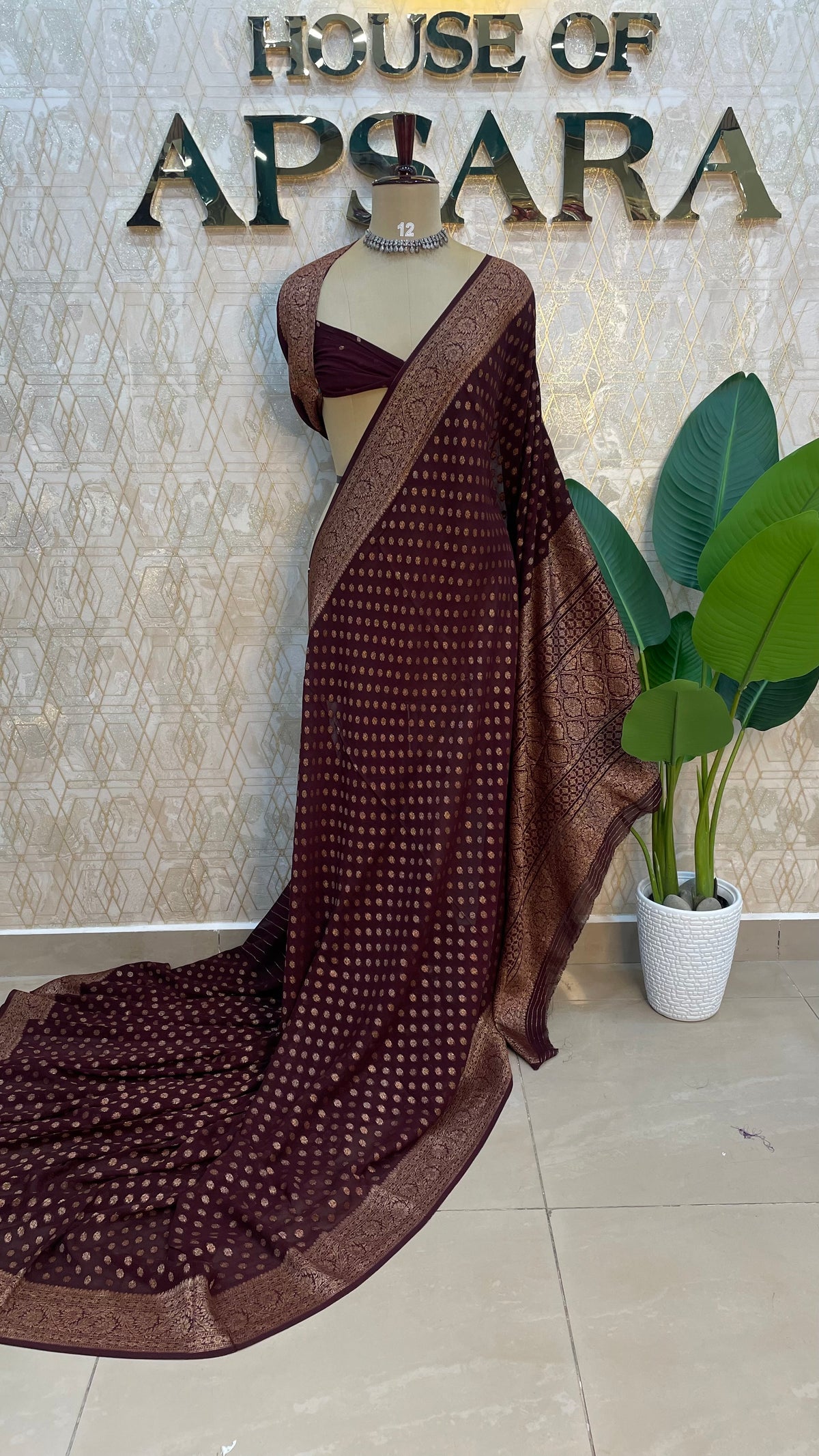 Brown Banarasi Georgette Saree 96