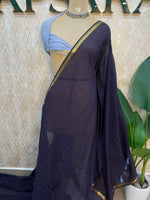 Dark Navy Blue Mul Cotton Saree 101