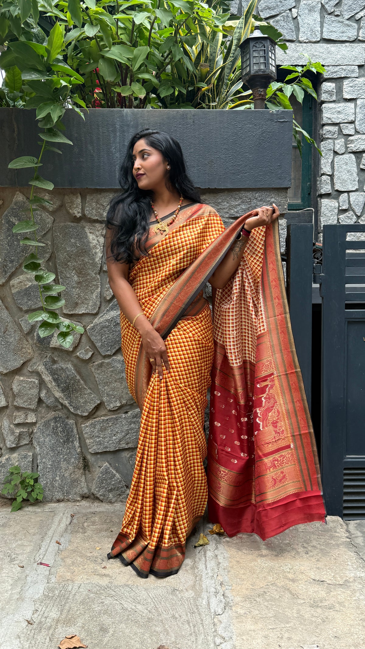 Yellow n Red Soft Silk Vintage Saree 300