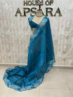 Peacock Blue Tissue Silk Saree 54