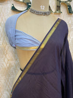 Dark Navy Blue Mul Cotton Saree 101
