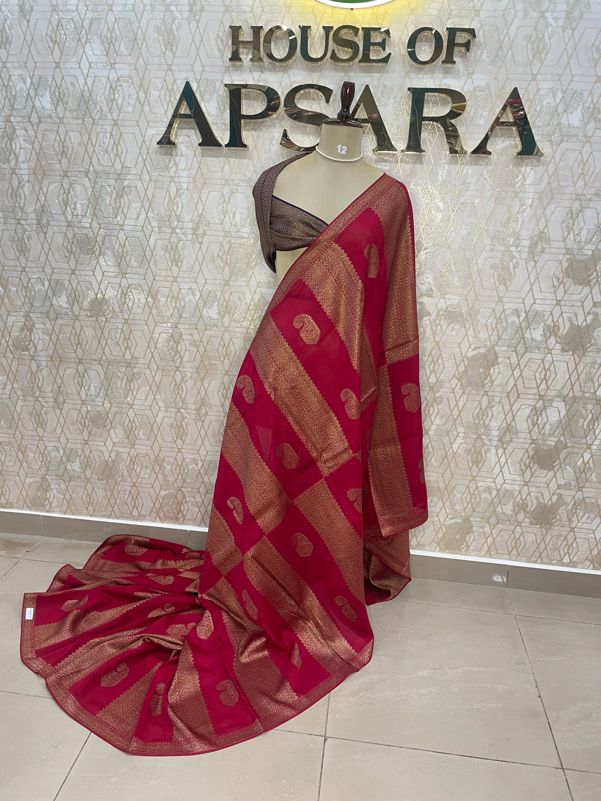 Rani Pink Tussur Self With Contrast Blouse Saree 36