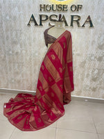 Rani Pink Tussur Self With Contrast Blouse Saree 36