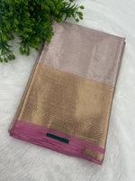 Gold n Pink Pure Tissue Brocade Saree 11