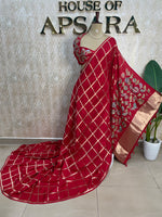 Red Pashmina Silk saree 315
