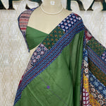 Bottle Green Patchwork saree 317