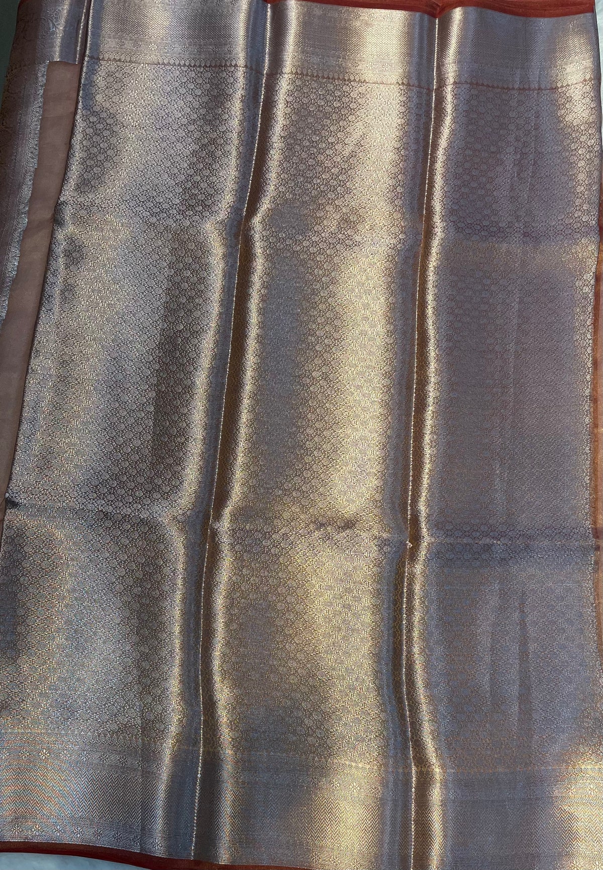 Orange Pure Tissue Organza Saree 11