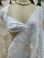 White Tissue Floral Embroidery Saree 29