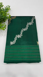 Bottel Green Pure Row Mango saree 02