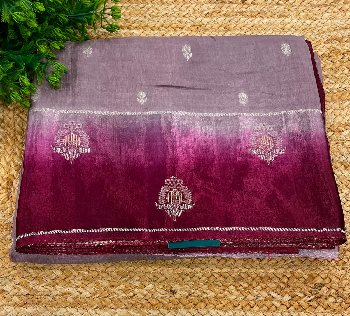 Grey n Wine Matka Silk with Satin Border Saree 14