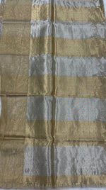 Gold n Grey Pure Tissue Brocade Saree 11
