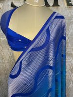 Blue With Silver Zari Semi Chiffon Saree 70