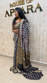 Black Dola Silk Mirror Work Saree 18