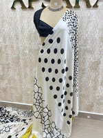 White n Black Satin Digital Print Saree 45